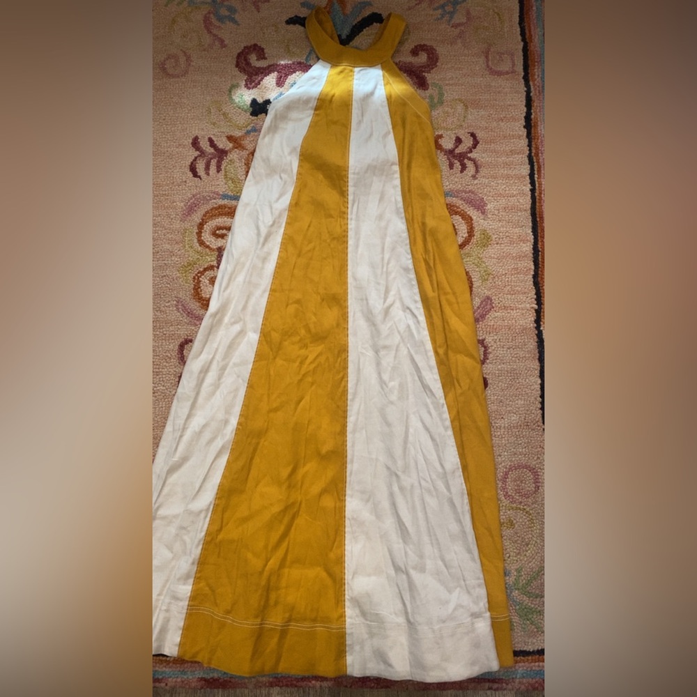 Anthropologie Mustard Yellow and Cream Striped Maxi Dress - Picture 4 of 8